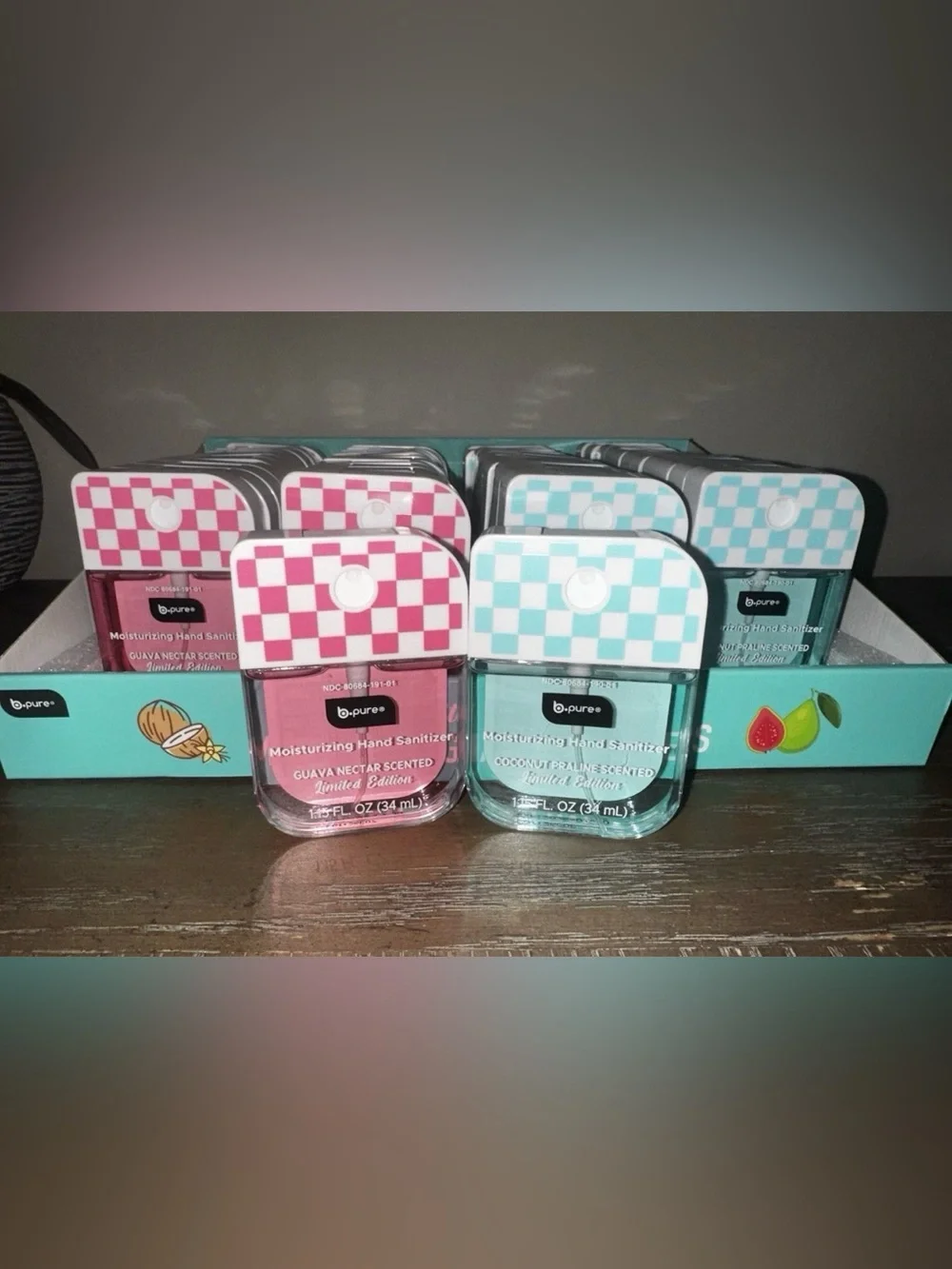 B Pure Hand Checkered Print BRAND NEW 1 Praline Coconut & 1 Guava Nectar